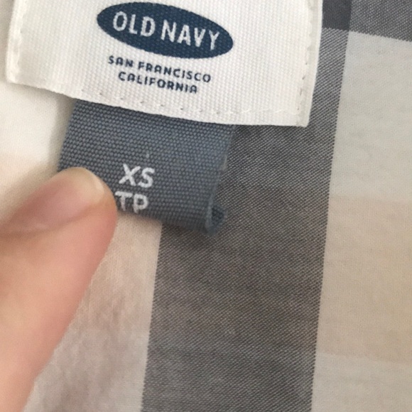 Old Navy gray and pink checkered button down - Picture 2 of 3